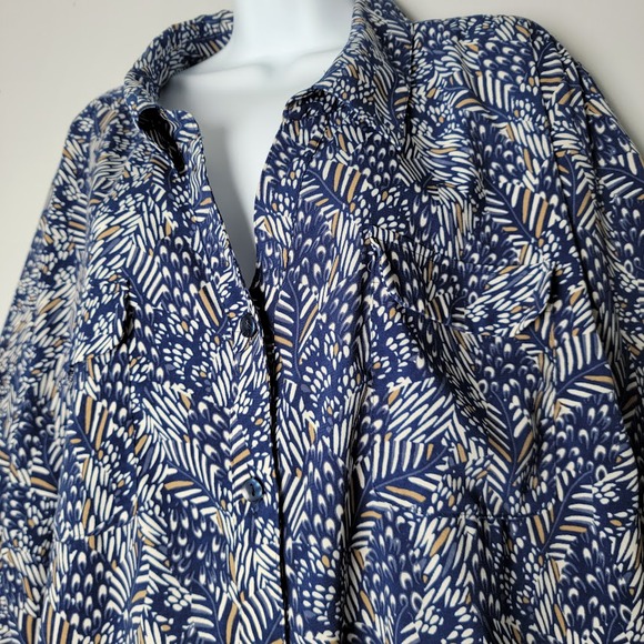Catherine’s Women’s Blouse – Size 3X Petite Navy Blue Leaf Print |‎ RN 99249 - Picture 2 of 10